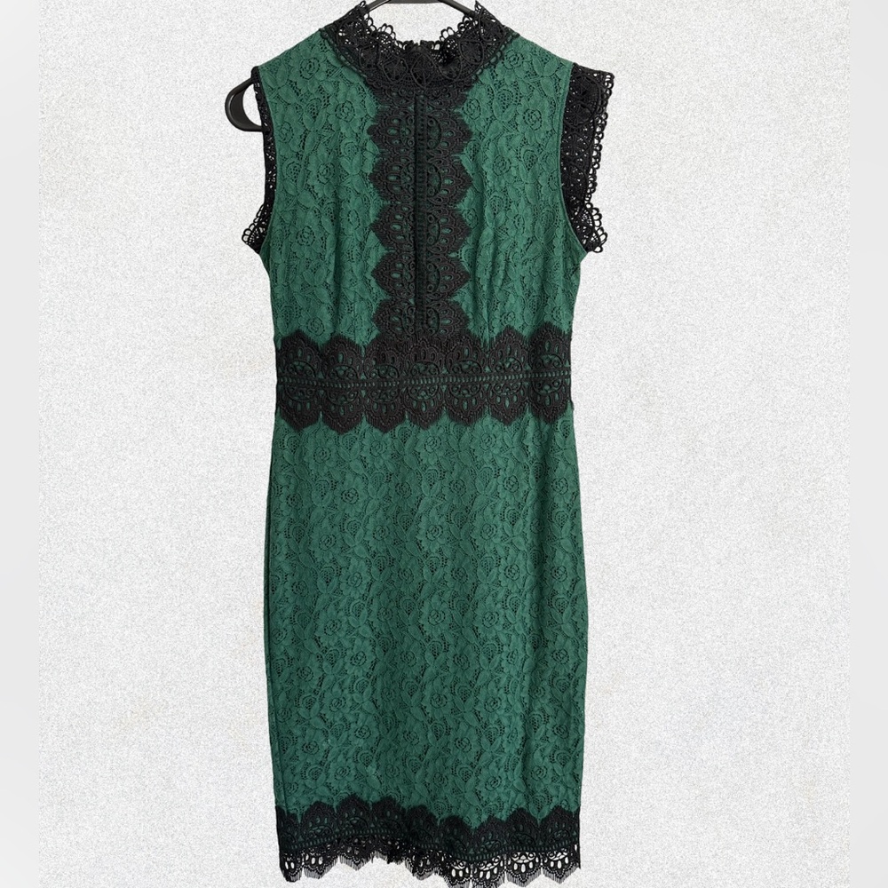 New York and Company Green & Black Lacey Dress